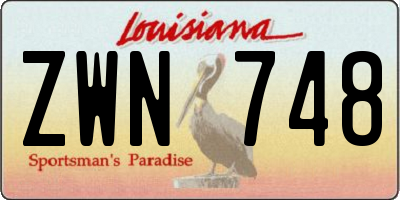 LA license plate ZWN748