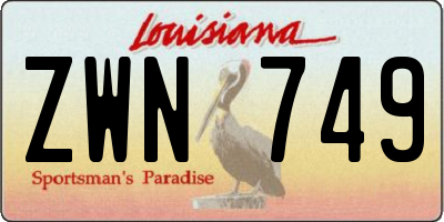 LA license plate ZWN749