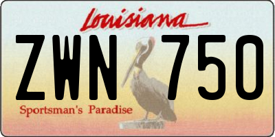 LA license plate ZWN750