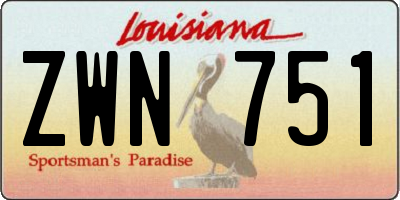 LA license plate ZWN751