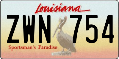 LA license plate ZWN754