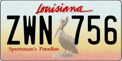 LA license plate ZWN756