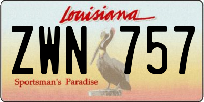 LA license plate ZWN757