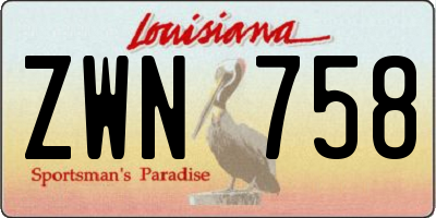 LA license plate ZWN758