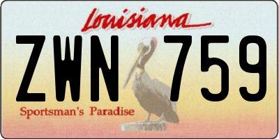 LA license plate ZWN759