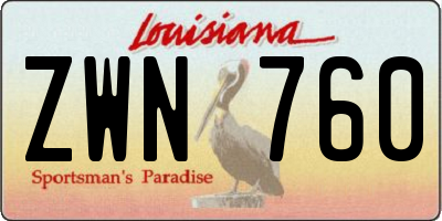 LA license plate ZWN760