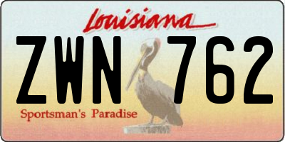 LA license plate ZWN762