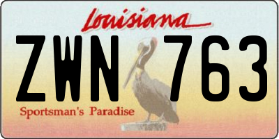 LA license plate ZWN763