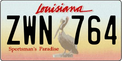 LA license plate ZWN764