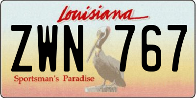 LA license plate ZWN767