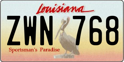 LA license plate ZWN768