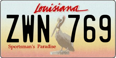 LA license plate ZWN769