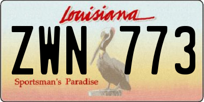 LA license plate ZWN773