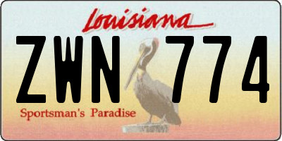 LA license plate ZWN774