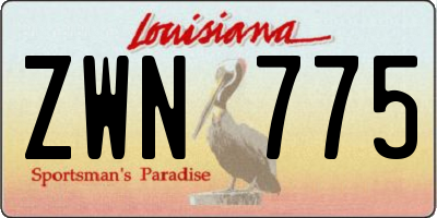 LA license plate ZWN775