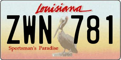 LA license plate ZWN781