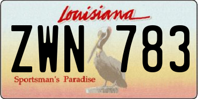 LA license plate ZWN783