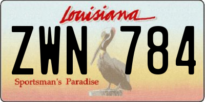 LA license plate ZWN784