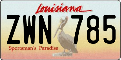 LA license plate ZWN785