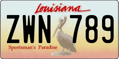 LA license plate ZWN789