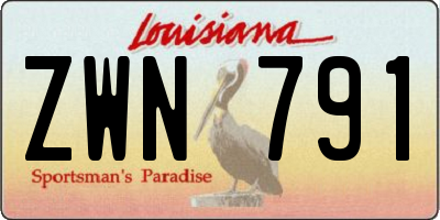 LA license plate ZWN791