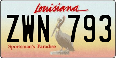 LA license plate ZWN793