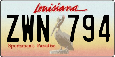 LA license plate ZWN794