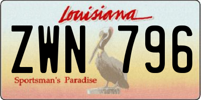 LA license plate ZWN796