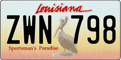 LA license plate ZWN798