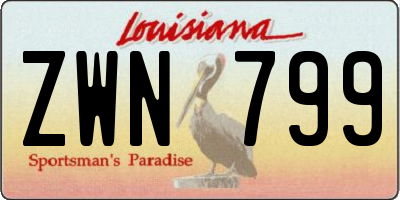 LA license plate ZWN799