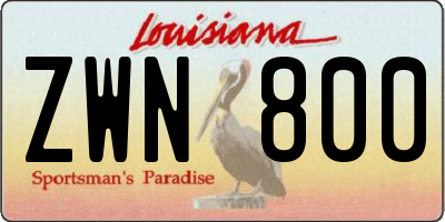 LA license plate ZWN800