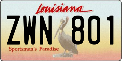 LA license plate ZWN801