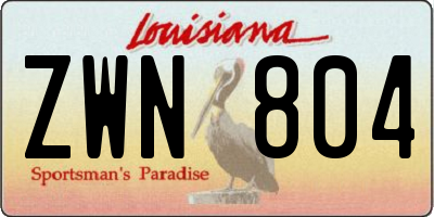 LA license plate ZWN804