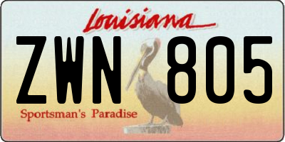 LA license plate ZWN805