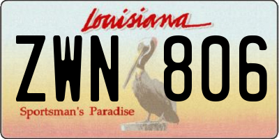 LA license plate ZWN806