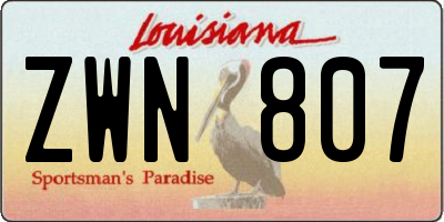 LA license plate ZWN807