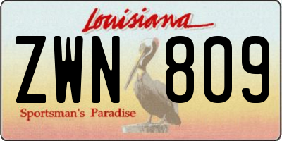 LA license plate ZWN809