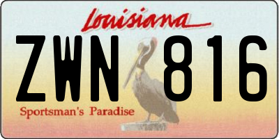 LA license plate ZWN816