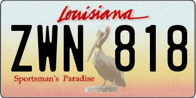 LA license plate ZWN818