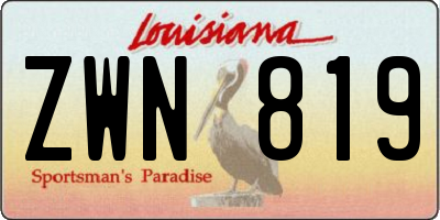 LA license plate ZWN819