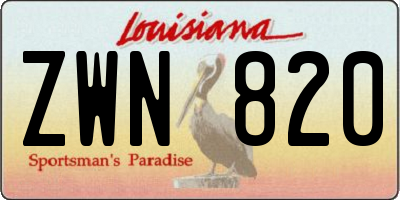 LA license plate ZWN820