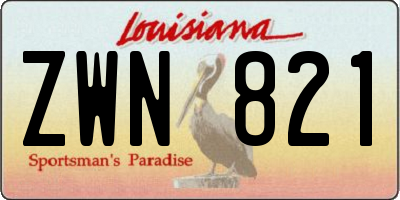 LA license plate ZWN821