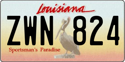 LA license plate ZWN824