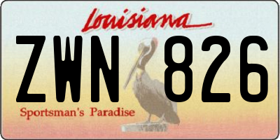 LA license plate ZWN826