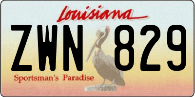 LA license plate ZWN829