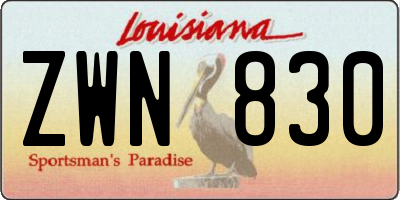 LA license plate ZWN830