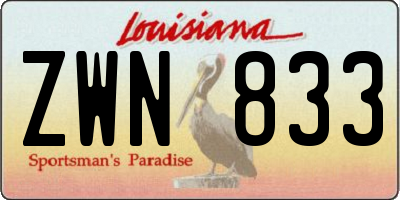 LA license plate ZWN833