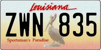 LA license plate ZWN835