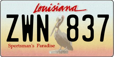 LA license plate ZWN837