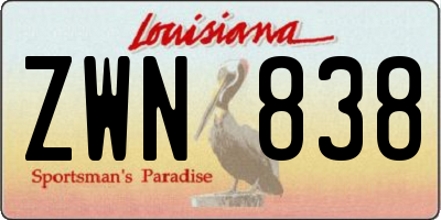 LA license plate ZWN838